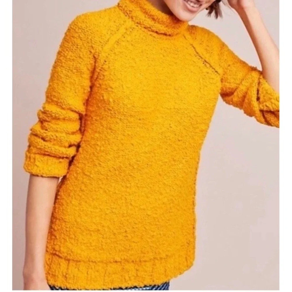 MOTH‎ Anthropologie Juliette Women's S Marigold Chunky Knit Turtleneck Sweater